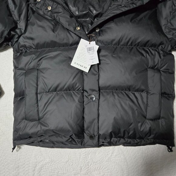 COACH Down Puffer Hooded Coat ~ Women’s ~ Medium ~ Black - Picture 2 of 16